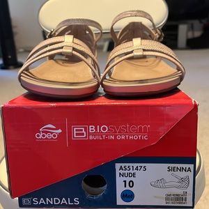 ABEO Sienna Summer Nude Strappy Sandals Women’s Size 10 w/Built-in Orthotic